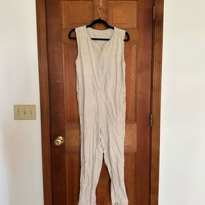Boutique Linen Beige Jumpsuit